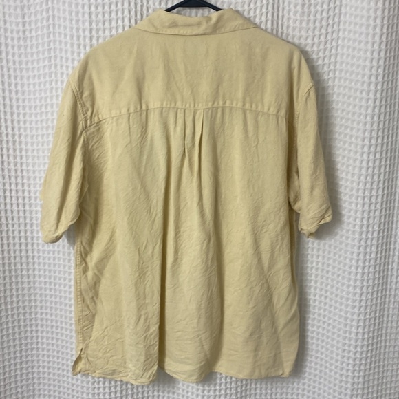 Men’s Joseph A Bank 100% Silk Short Sleeve Yellow Button Down Shirt - Size L - Picture 3 of 3